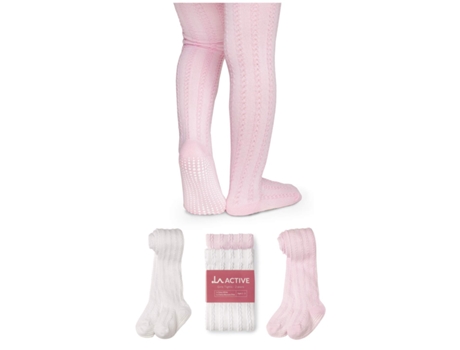 Meias De Bebé La Active Pares Antiderrapante Cabo Trançado Rosa (6 A 12 Meses)