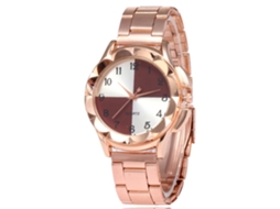 Relógio de quartzo casual unissex com pulseira de aço marrom escuro para homens e mulheres.