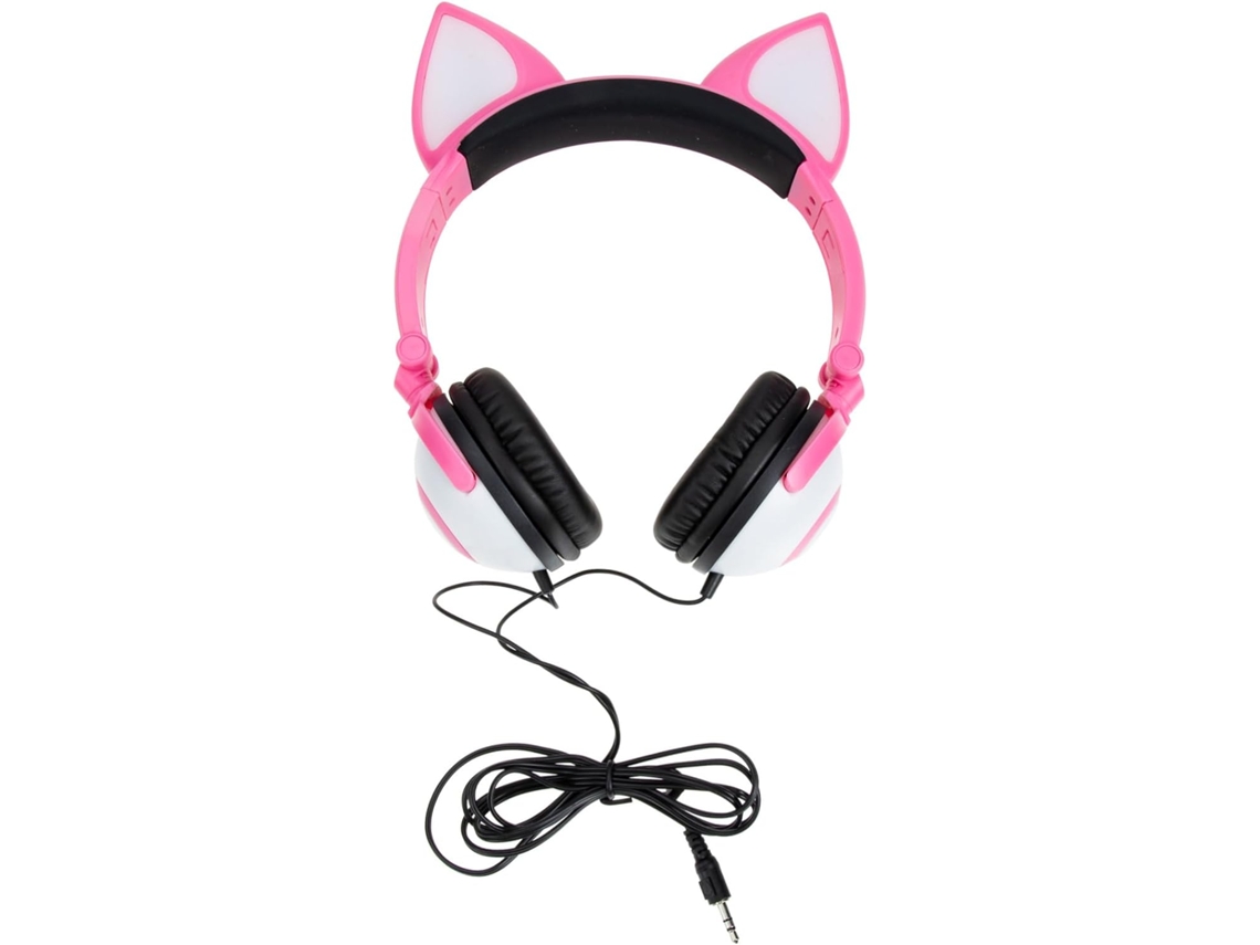 Fones De Ouvido Doitool Rosa Com Orelhas Gato Para Crianças, Feitos Com Material De Pvc Hipoalergênico E Design