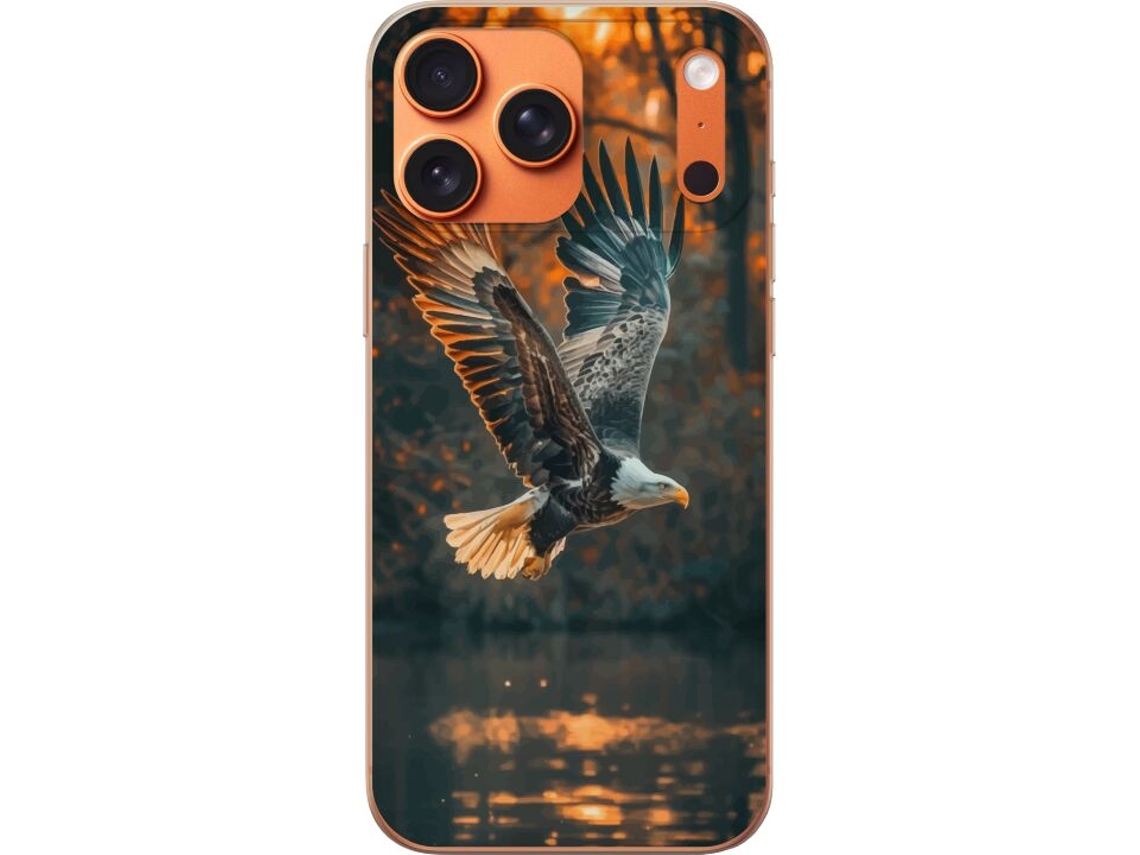 Capa Para Celular Compatível Com Apple Iphone 17 Pro Max. Estampa Com Águia Em Voo Sobre Águas Cristalinas Ao Pôr Do Sol, Perfeita Para Amantes De Ani