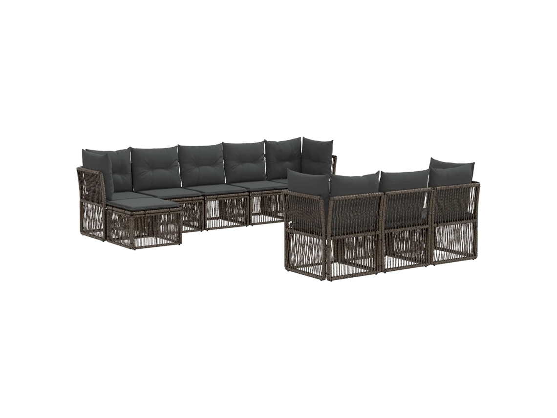 Vidaxl Conjunto De Sofá De Jardim 10 Pcs Cinzento Vime Pe