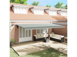 Vidaxl Toldo Retrátil Verde E Branco 600 × 300 Cm Tecido E Alumínio