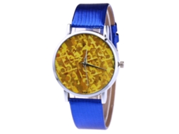 Reloj De Cuarzo Con Correa De Cuero Pu Dial Grande Unisex Casual Zhoulianfa (azul)