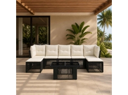 Vidaxl Conjunto De Sofá De Jardim 8 Unid. Preto Vime Pe