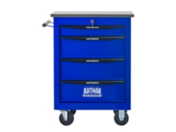 Carrinho Ferramentas 4 Gavetas Rodas Teto Aço Preto Azul VELTRIX