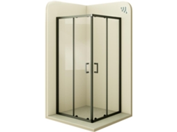 Cabine de Duche MOMENTS OF GLASS Diana 70x95x190cm | Reversível |Portas de correr, Ajuste 67,5-69,5x92,5-94,5cm | Perfis pretos, Vidro transparente 6mm