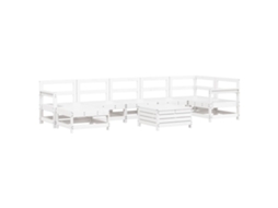 8 Pcs Conjunto Sofás de Jardim Pinho Maciço Branco MAISON EXCLUSIVE