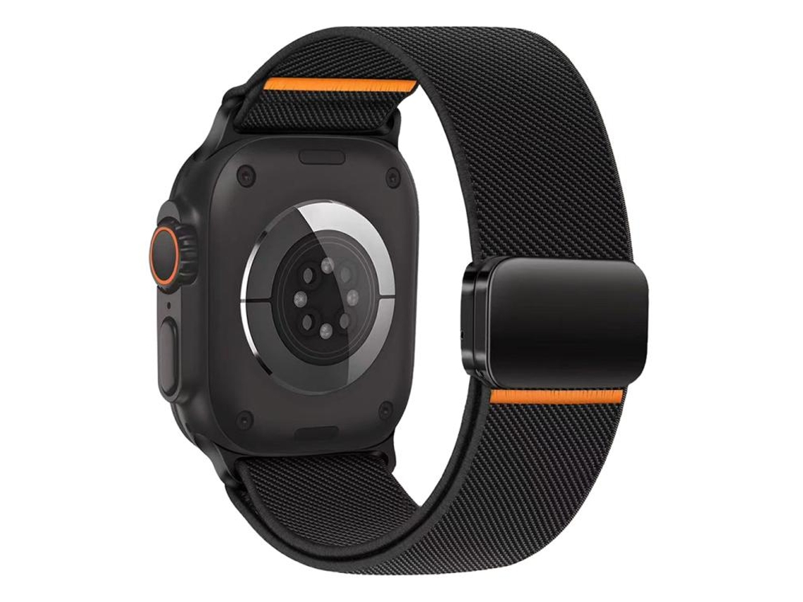 Bracelete para Apple Watch 44/45/46/49mm Nylon Elástico com Fecho Magnético Preto XIAOMOYU