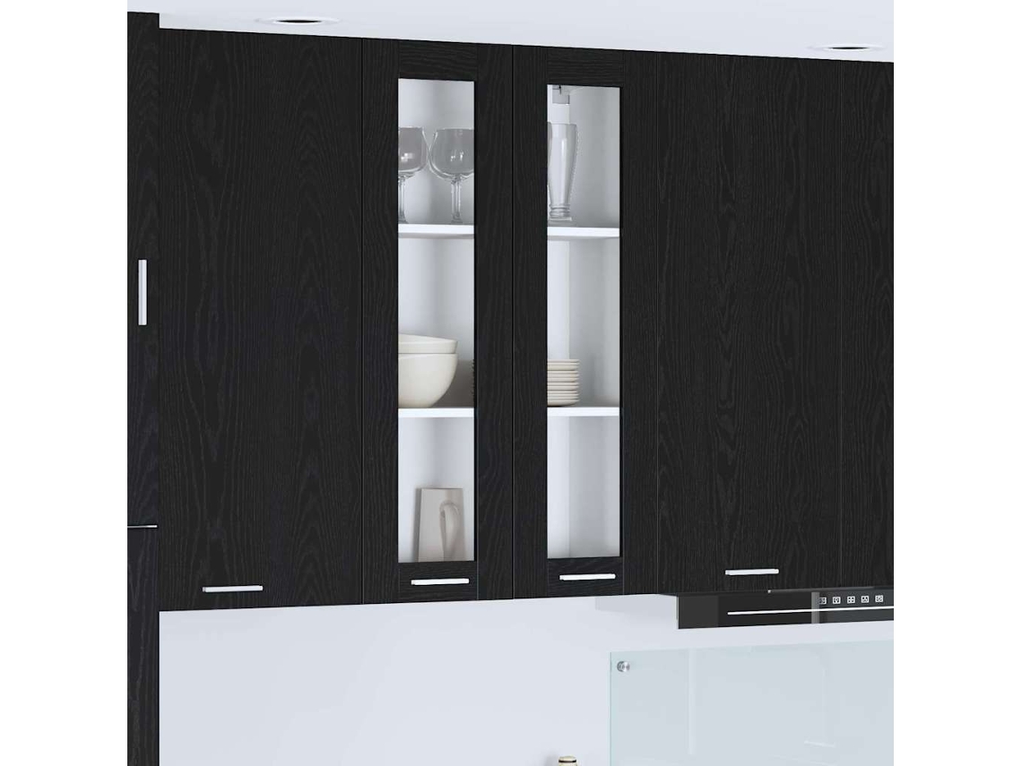 Vidaxl Armário Suspenso Com Porta Riga Carvalho Preto 60 X 31 X 100 Cm