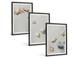 Quadros Decorativos Para Parede Pedras Boho, Decorações De Praia Moldura Preta Pinturas De Quarto Espelharte (3 Piezas De 40x60 Cm)