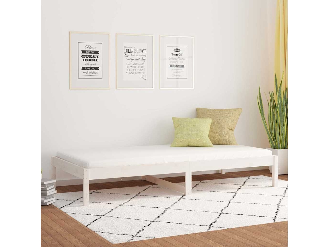 Vidaxl Sofá-cama Sem Colchão 90x200 Cm Madeira De Pinho Maciça Branco