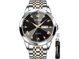 Lurelia Relógio Masculino, Movimento De Quartzo, Data/calendário, Luminoso, Detalhes Com Strass, 41 Mm, 11 Mm, Aço Inoxidável, Abs, Preto