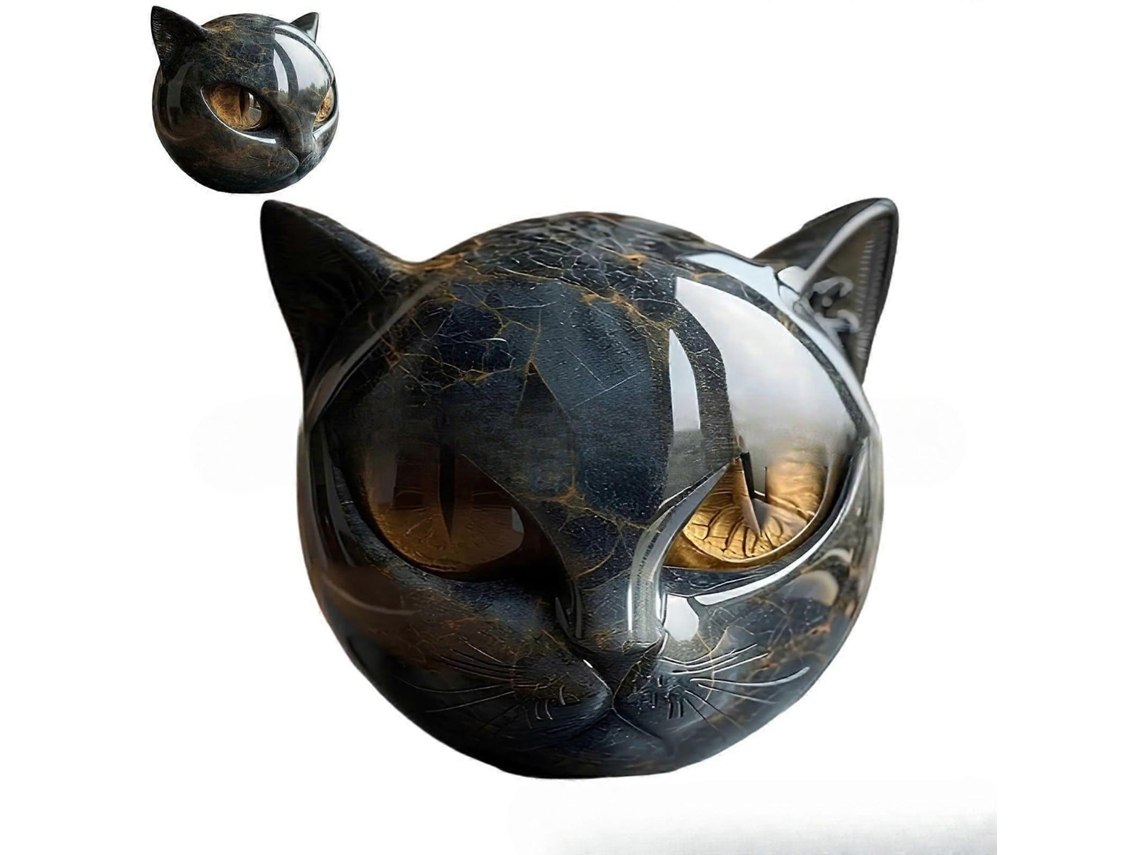 Escultura de Gato Preto Luxo, Decoração Elegante para Casa e Obra de Arte Pronta Presentear, Miniatura de Gato para Lembrança BRILVIBERA