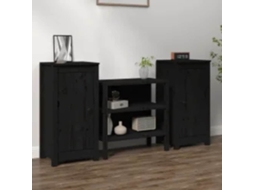 Vidaxl Aparadores 2 Pcs 39x35x80 Cm Madeira De Pinho Maciça Preto