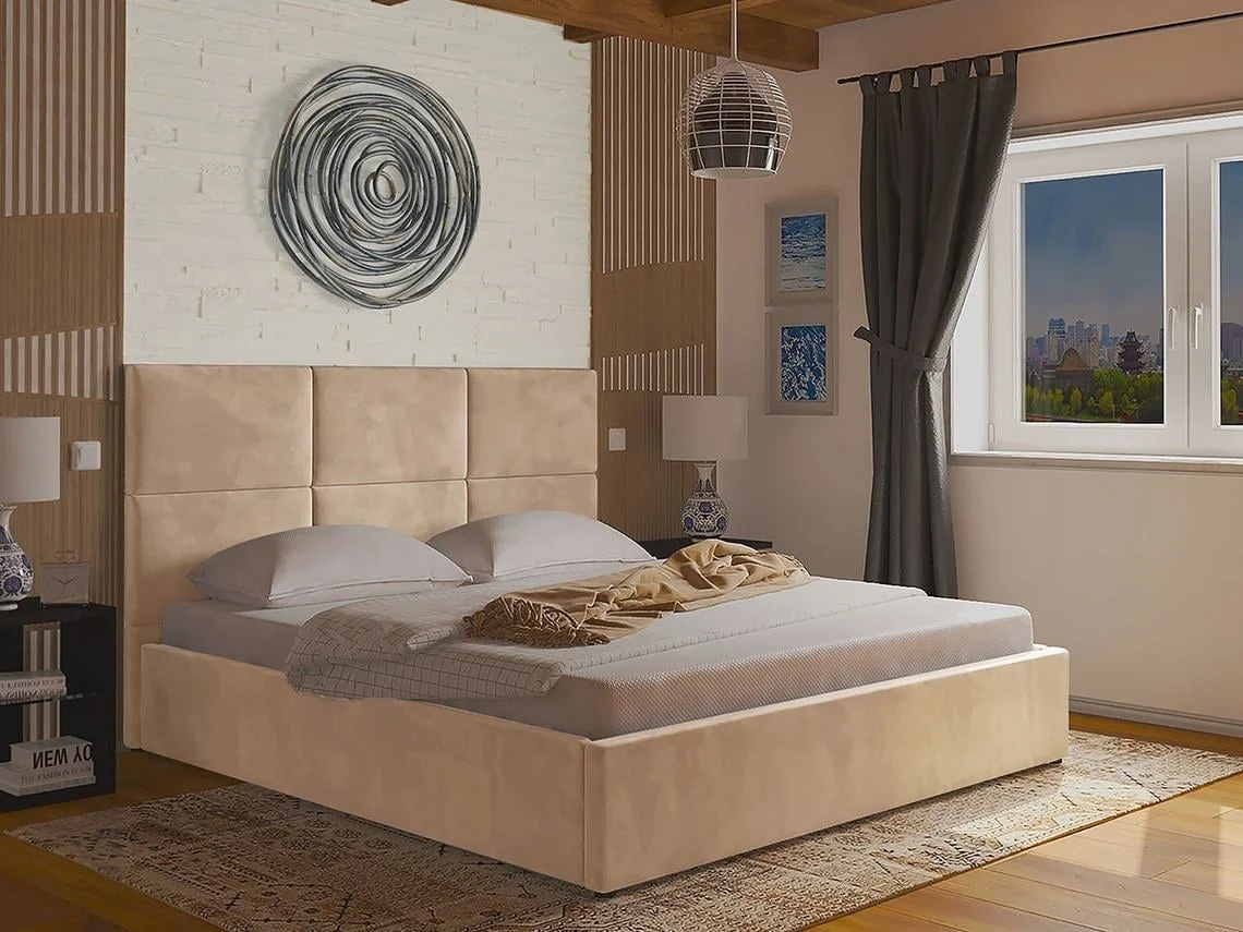 Embalagem de Peças CSD Cama de Casal Elegance Estrado Elevatório (Outlet Grade A - 200 x 160 cm - Bege)