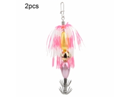 Wooden Shrimp Squid Bait (luminous Fish Attracting, Simulated Lure) Large Force Hook Pink And White Abs Plastic Squid Bait