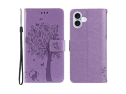 Capa Em Couro Pu, Paraapple Iphone 16 Plus - Roxo Claro