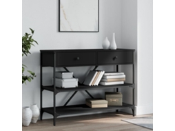 Vidaxl Mesa Consola C/ Gavetas/prateleiras Derivados De Madeira Preto