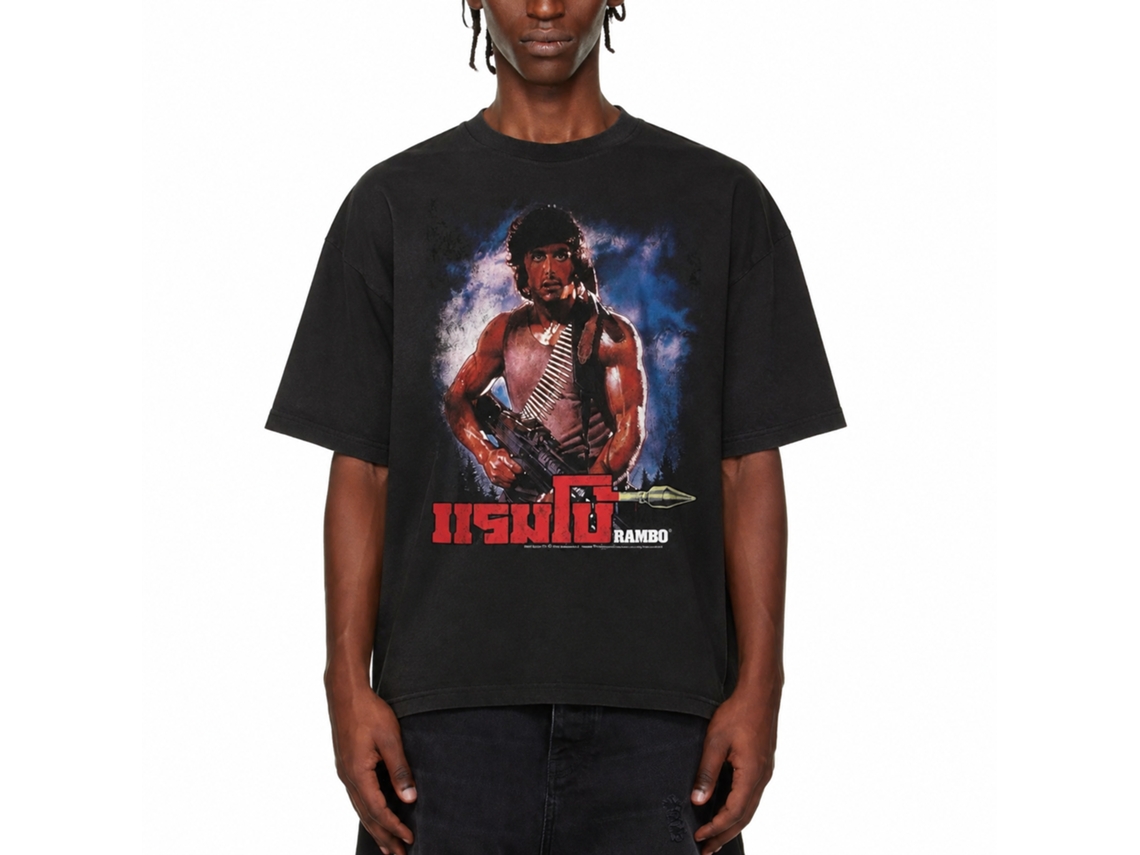 Rockinstone Rambo Movie Unknown Black Adult T-shirt Size:s