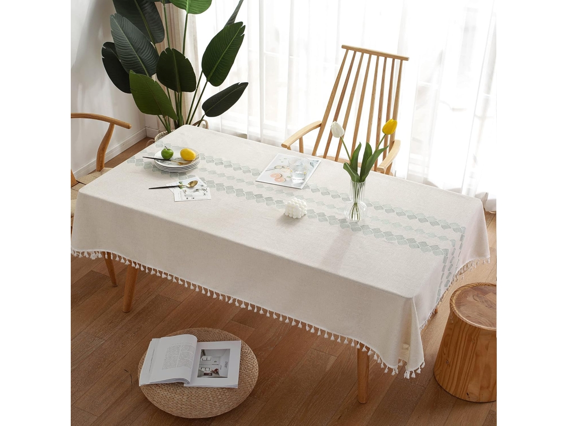Lurelia Toalha De Mesa Retangular Oval Algodão Linho 55x86 55x86polegadas Lavável Antimanchas Antiderrapante Bordado