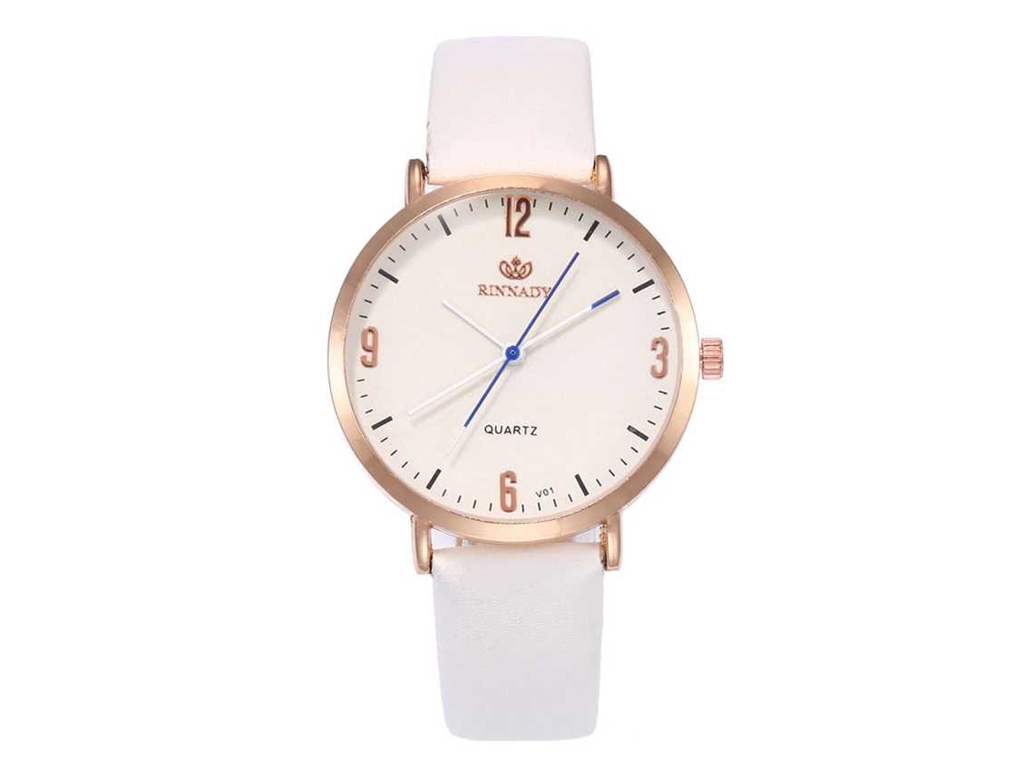 Reloj De Cuarzo Unisex Casual Con Correa De Cuero Pu Blanco Zhoulianfa