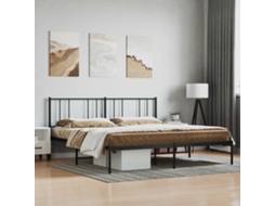 Vidaxl Estrutura de Cama com Cabeceira 200x200 Cm Metal Preto