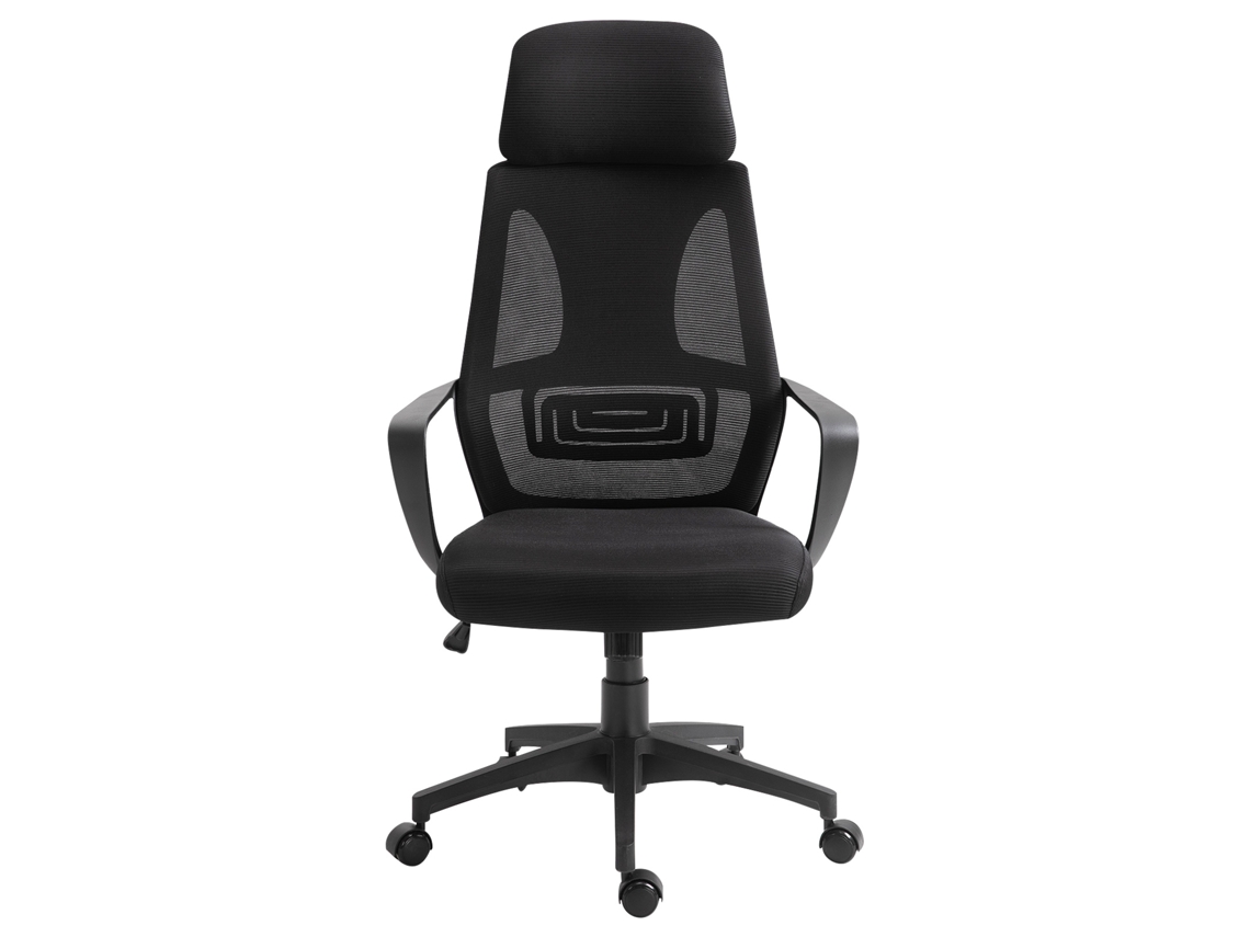 Cadeira De Escritório Ajustável Com Apoio De Braço Encosto De Cabeça E Inclinação Carga 120 Preta Quilos 64x55x116-126 Centímetros