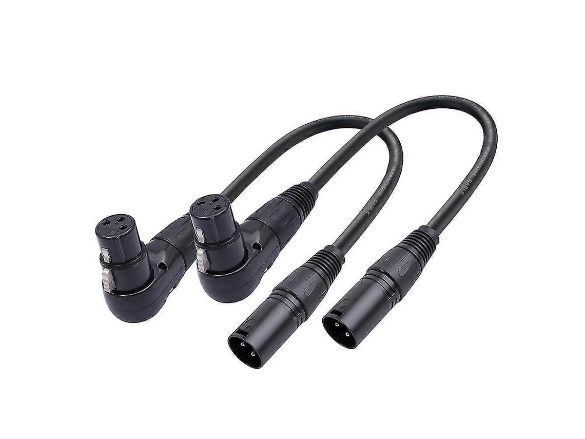 Pacote com 2 cabos Lurelia Cabo XLR macho/fêmea de 3 pinos a 90°, para teclados, pianos, sintetizadores e microfones.
