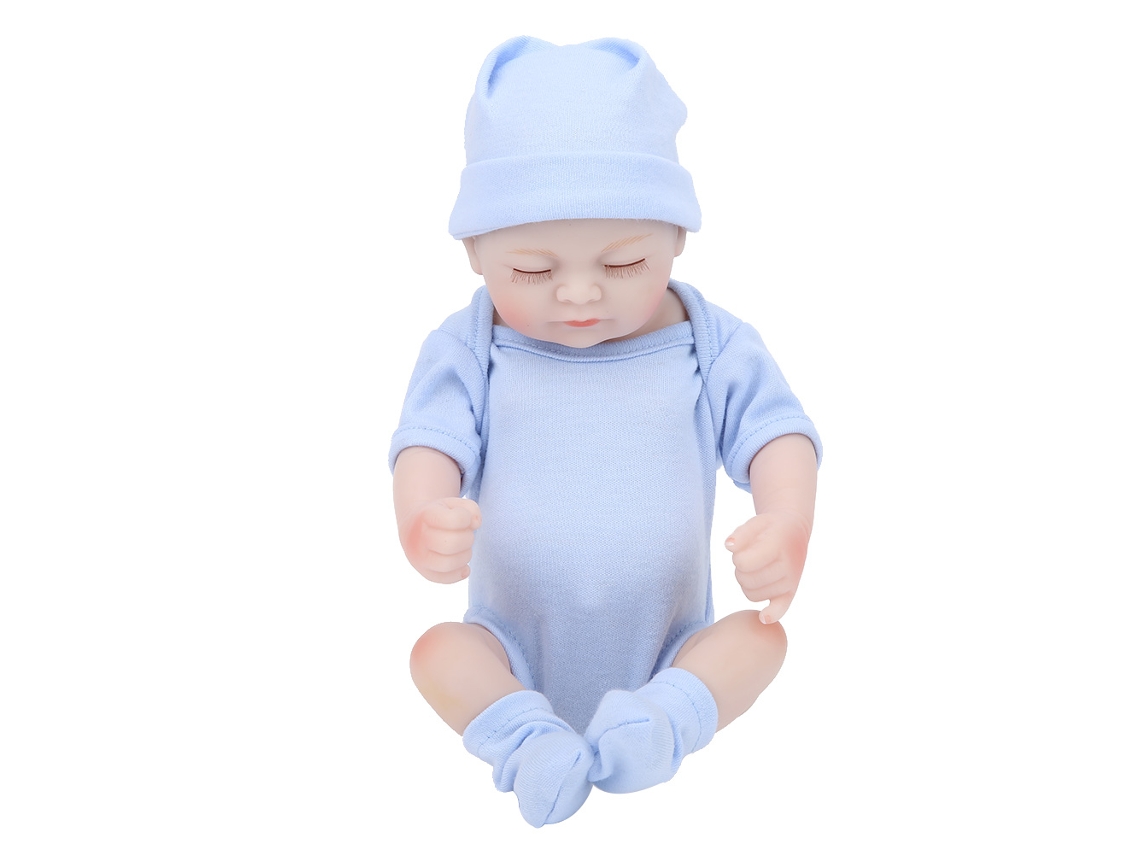 20du26 boneca de Bebê Silicone Realista 10 Polegadas Olhos Fechados Azul Presente para Meninas