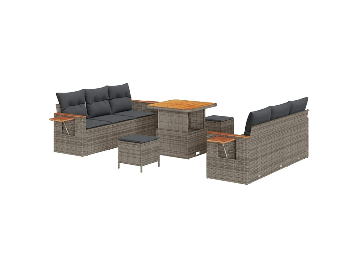 Maison Exclusive - Conjunto De Sofá De Jardim Com Almofada 11 Pcs Cinzeto Vime Pe