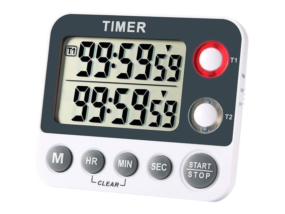 Temporizador Cocina Digital Magnético Pantalla Grande 2 Canales Cuenta Regresiva 99 Horas