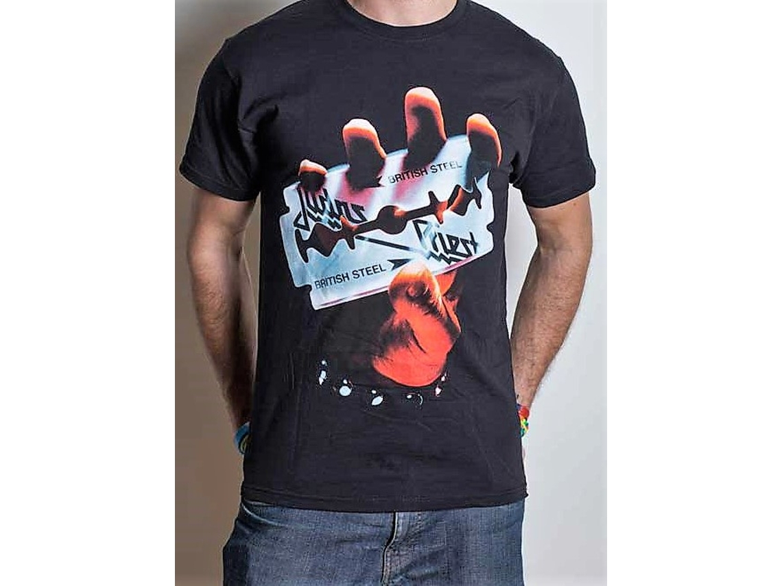 T-Shirt ROCK OFF Judas Priest - British Steel Preto (Tamanho: S)