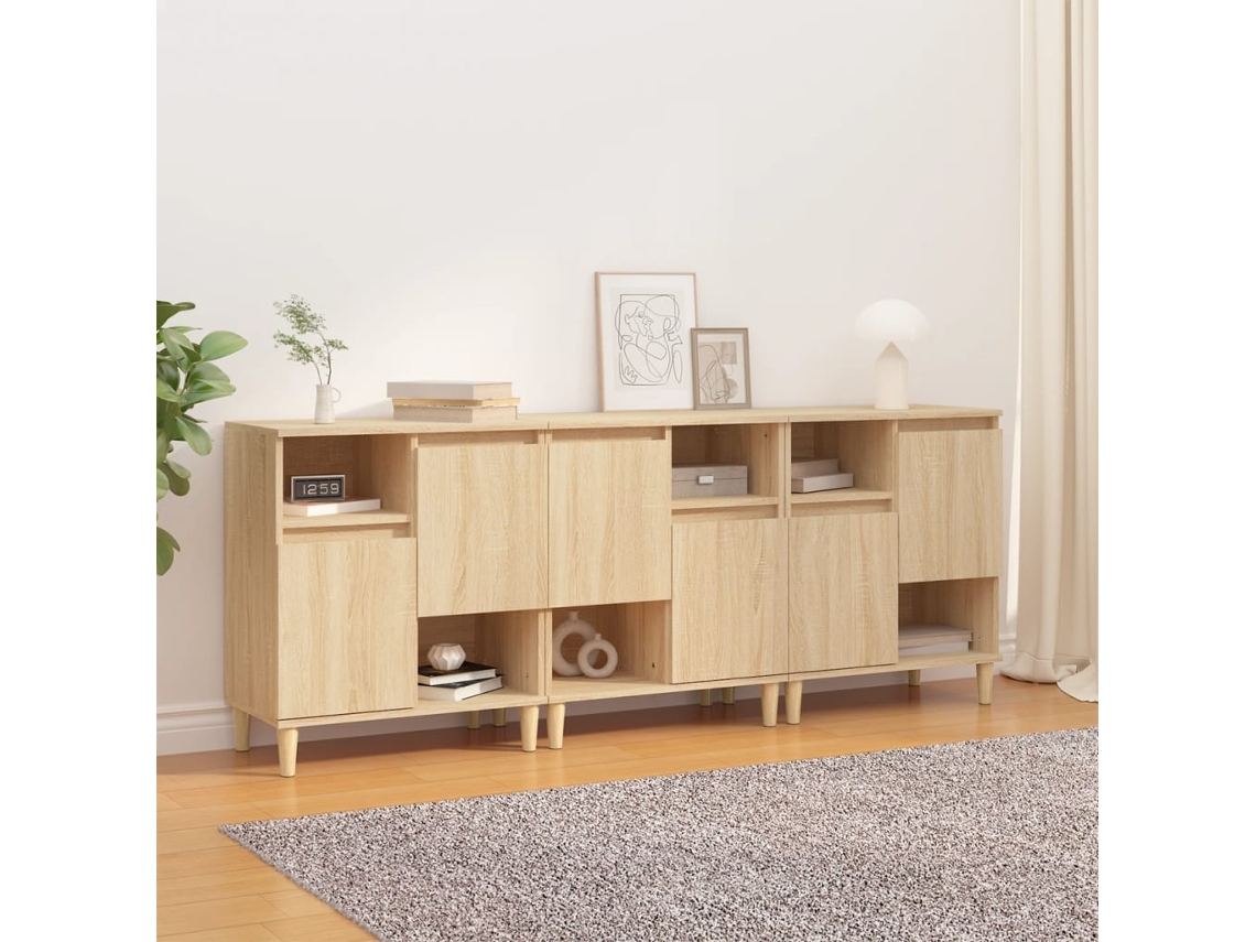 Vidaxl Aparadores 3 Pcs 60x35x70 Cm Derivados Madeira Carvalho Sonoma