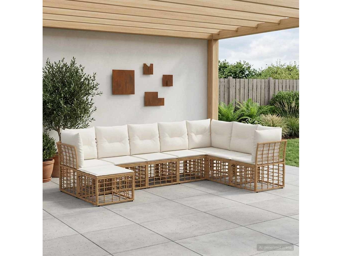 Vidaxl Conjunto De Sofás Para Exterior Natural Poliéster