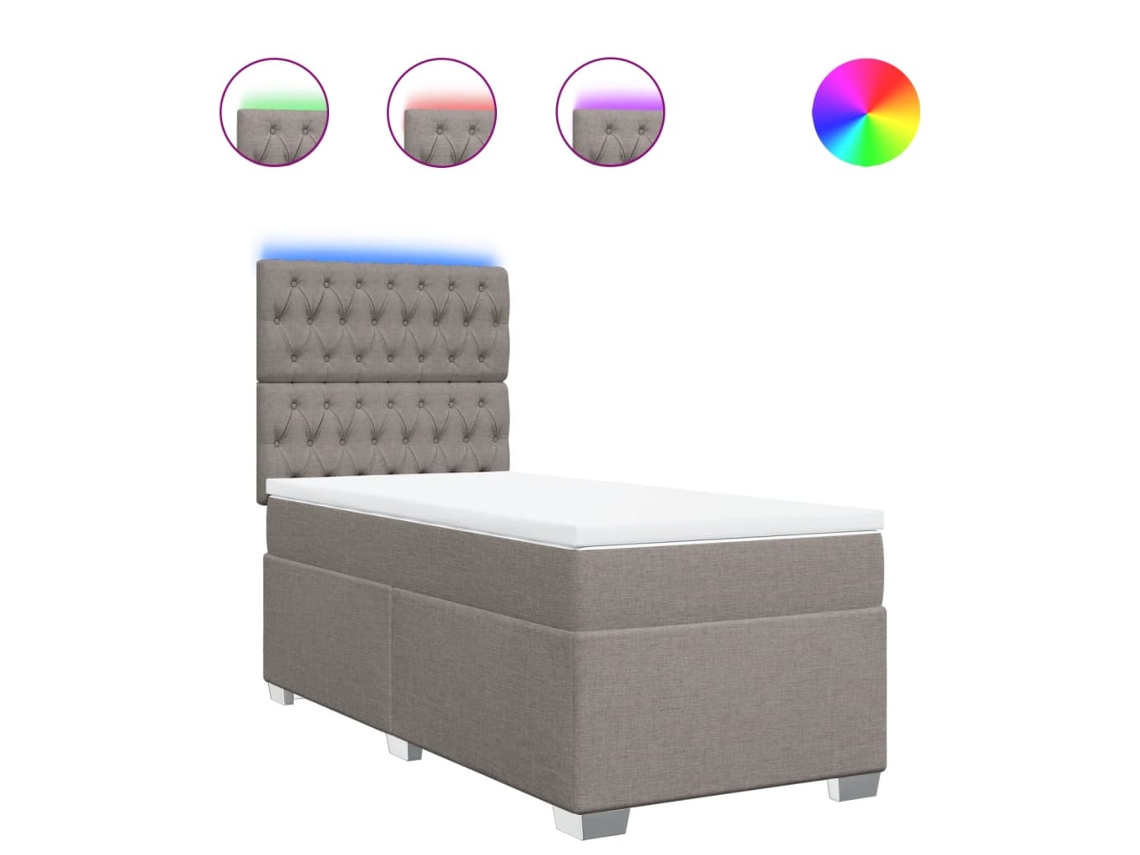 Box Spring Bed, Box Spring Beds Vidaxl Cinzento-acastanhado Tecido (90 X 190 Cm)