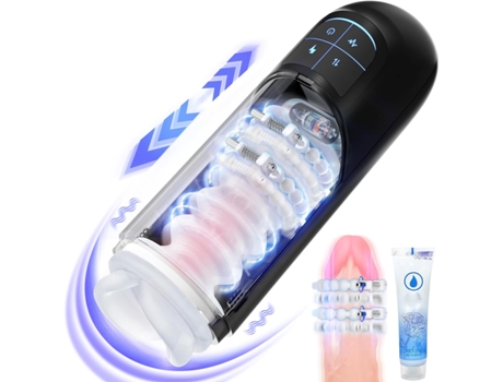 Acariciador Masculino Automático Com Rolos De Massagem Ajustáveis, Modos De Empurrão E Vibração, Boquete De Bolso Realista Destacável