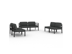 Conjunto de 6 Lounge Jardim com Almofadões em Alumínio Antracite MAISON EXCLUSIVE