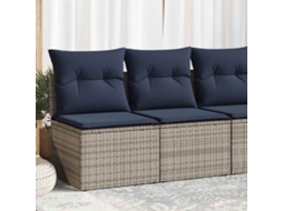 Vidaxl 2 Pcs Conjunto Sofás Jardim Almofadões Vime Pe/acácia Cinzento
