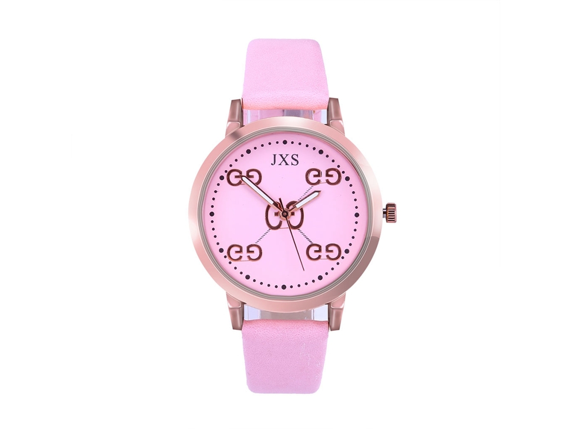 Relógio de Pulso Analógico de Quartzo com Pulseira de Pu Estilo Moderno e Simples (rosa)