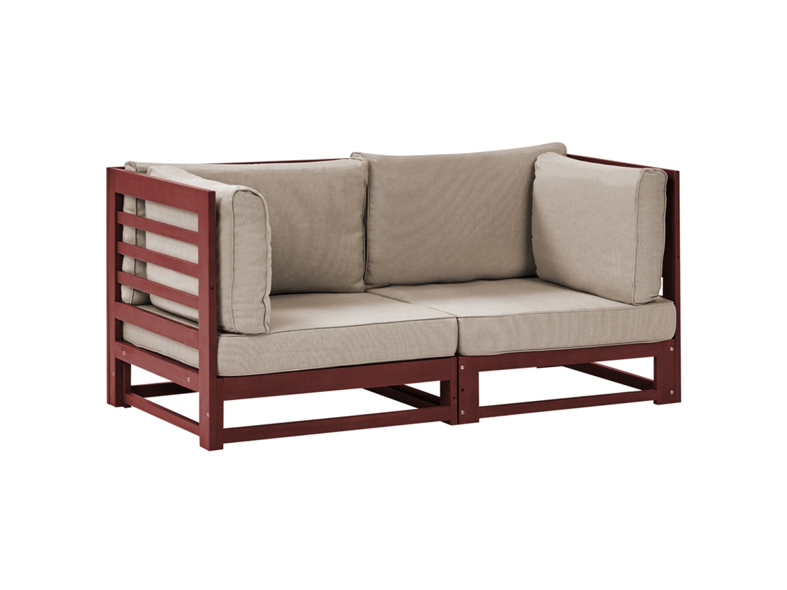 Sofá De 2 Plazas Beliani Trani De Madera De Acacia Certificada Marrón 150x75x72