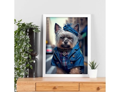 NACNIC Lémina Terrier De Fronteira Em Estilo De Fotografia Em Cores Ilustrações Engraçadas Realistas De Animais Com Roupas Humanas