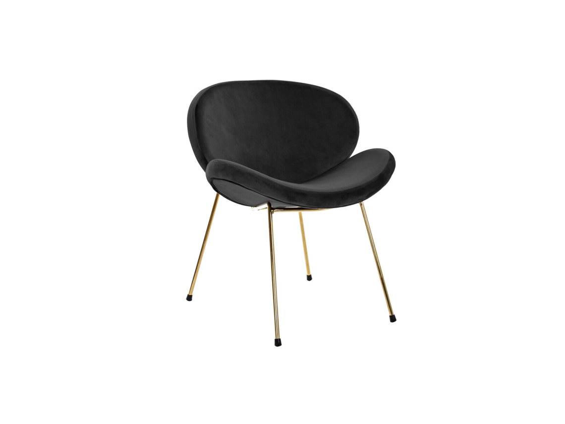 Cadeira de poliéster com estrutura metálica e veludo preto, 62x58x73cm ALEXANDRA HOUSE LIVING