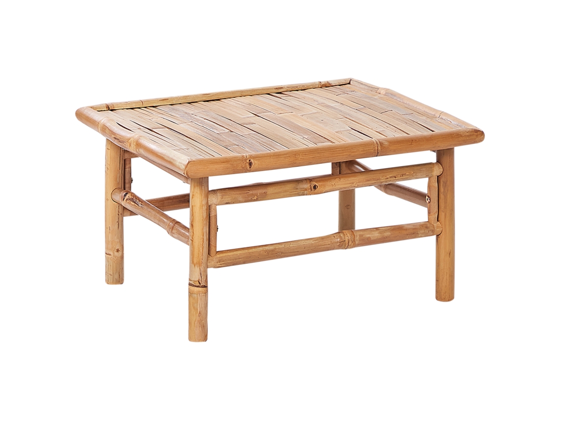 Mesa Baja De Exterior Beliani Cerreto De Bambú Marrón 64x55x20
