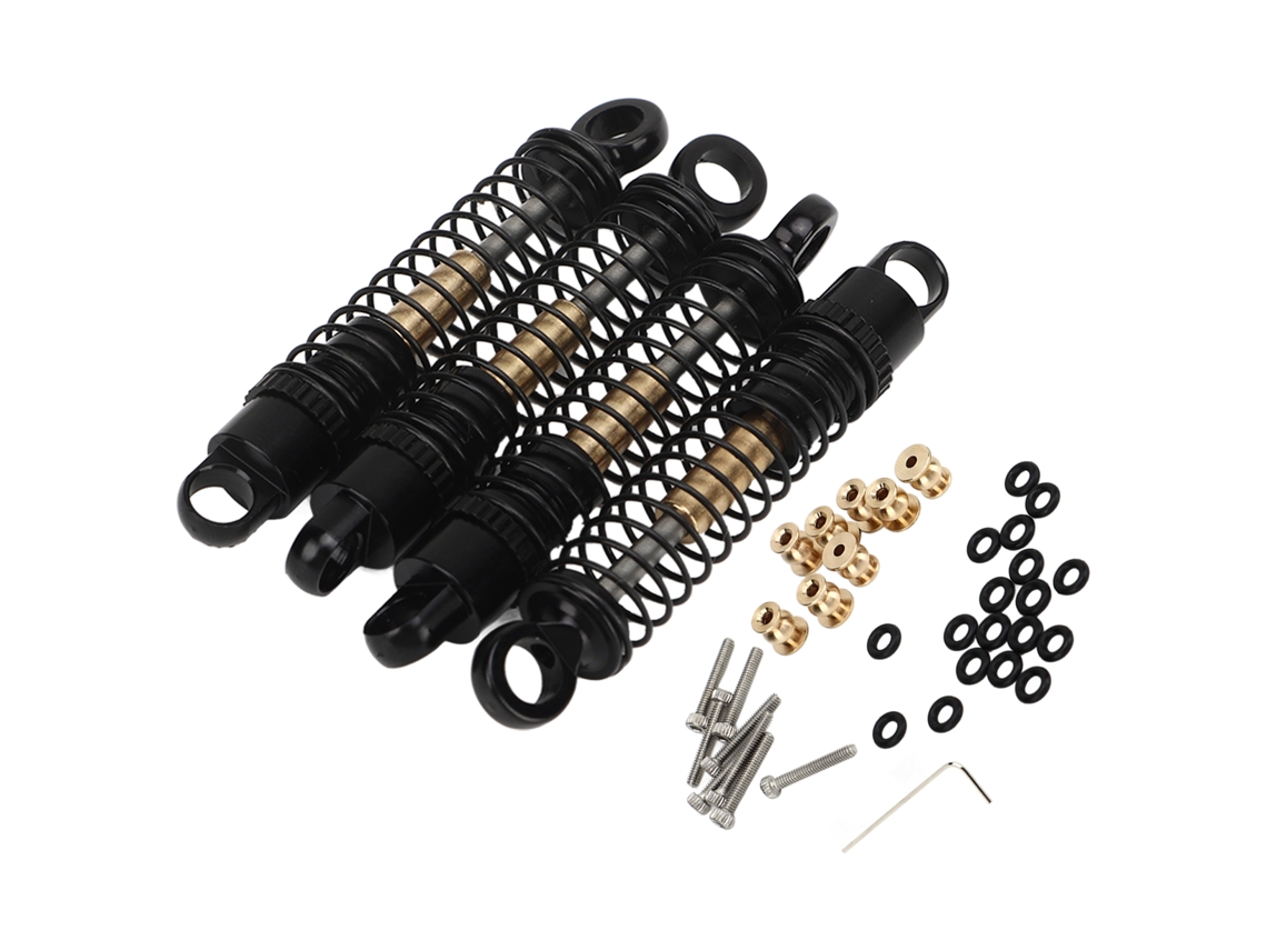 Mali conjunto de 4 Amortecedores Rc de Alumínio Rosqueado 43mm para Axial Scx24 1/24 Crawler Preto