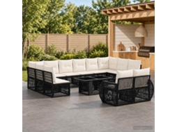 Vidaxl Conjunto De Sofá De Jardim 13 Unid. Preto E Branco Creme