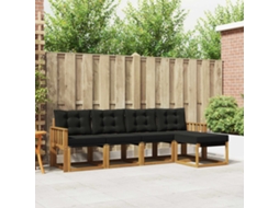 Vidaxl Conjunto De Sofás Para Exterior 5 Unid. Natural E Preto
