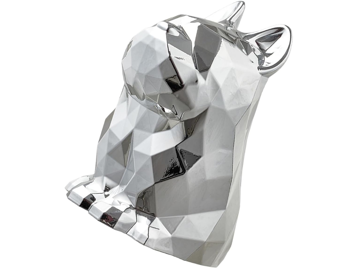 Caixa De Lenços Decorativa E Reciclável Em Abs Prateado Com Elegante Formato De Cachorro.