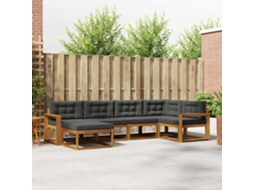 Vidaxl Conjunto De Sofás Para Exterior 6 Unid. Natural E Antracite