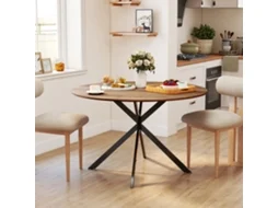 Mesa De Refeição Redonda Para 4 Pessoas Mesa De Cozinha Industrial Com Estrutura De Aço Ø120x75 Cm Marrom