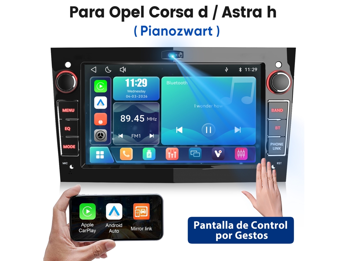 Rádio Automóvel 7 Polegadas Com Carplay E Android Auto Para Opel Corsa D / Astra H (pianozwart)– Sem Armazenamento Interno, Sistema Linux